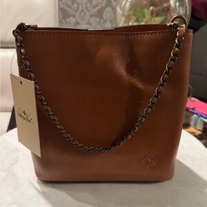 NWT~ PATRICIA NASH HAND TOOLED LEDRA COGNAC LEATHER TOTE BAG TWO STRAPS